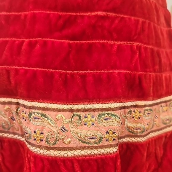 Vintage Italian Velvet Midi Skirt Pink Paisley Metallic Trim - Picture 7 of 9